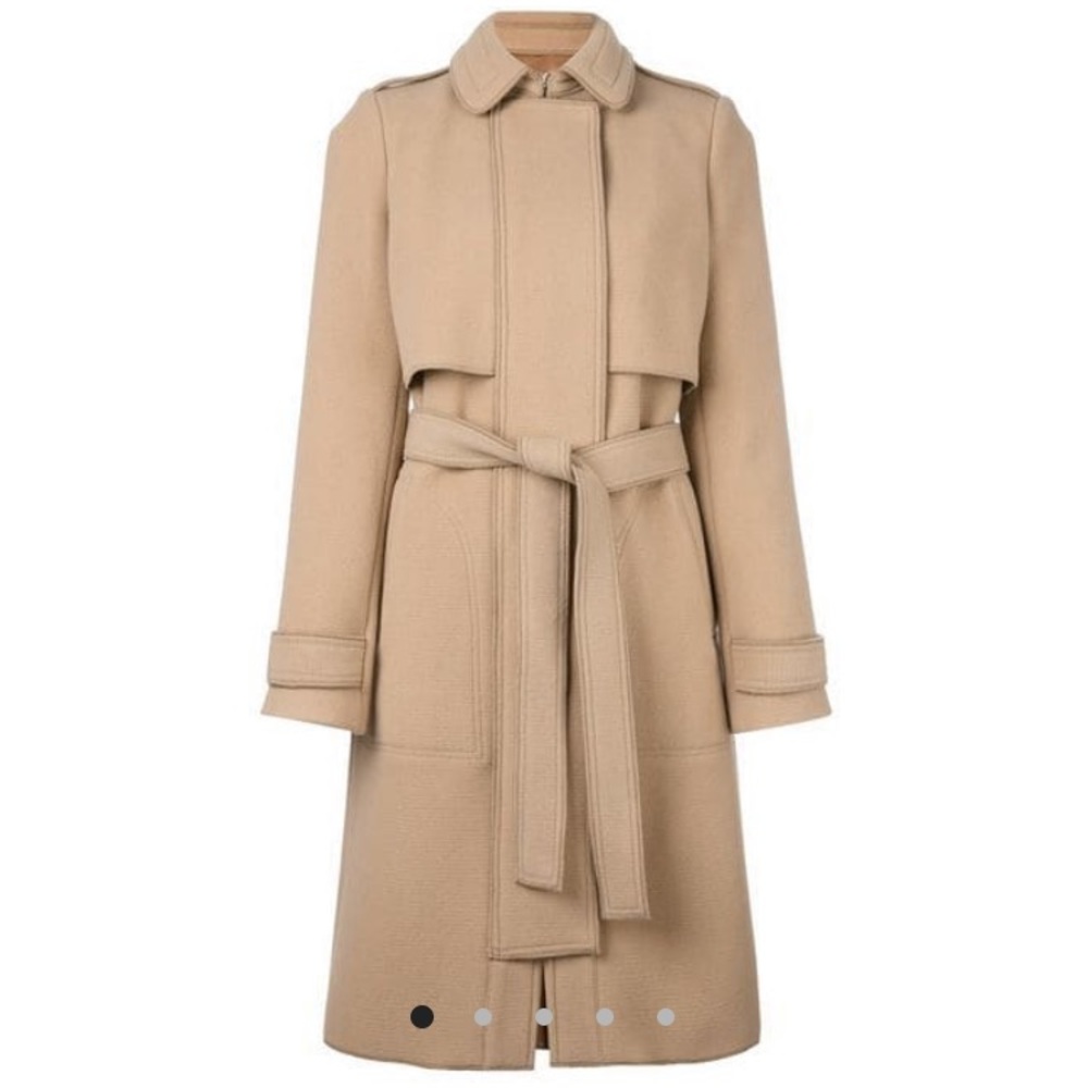 Carven Luxury Camel-tone Wool belted coat